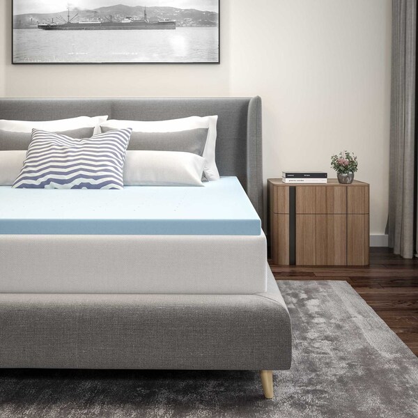 Flash Furniture Capri Comfortable Sleep 2 inch Cooling Gel Mattress Topper with CertiPUR-US Certified Memory Foam - King MR-M35-2-K-GG - main